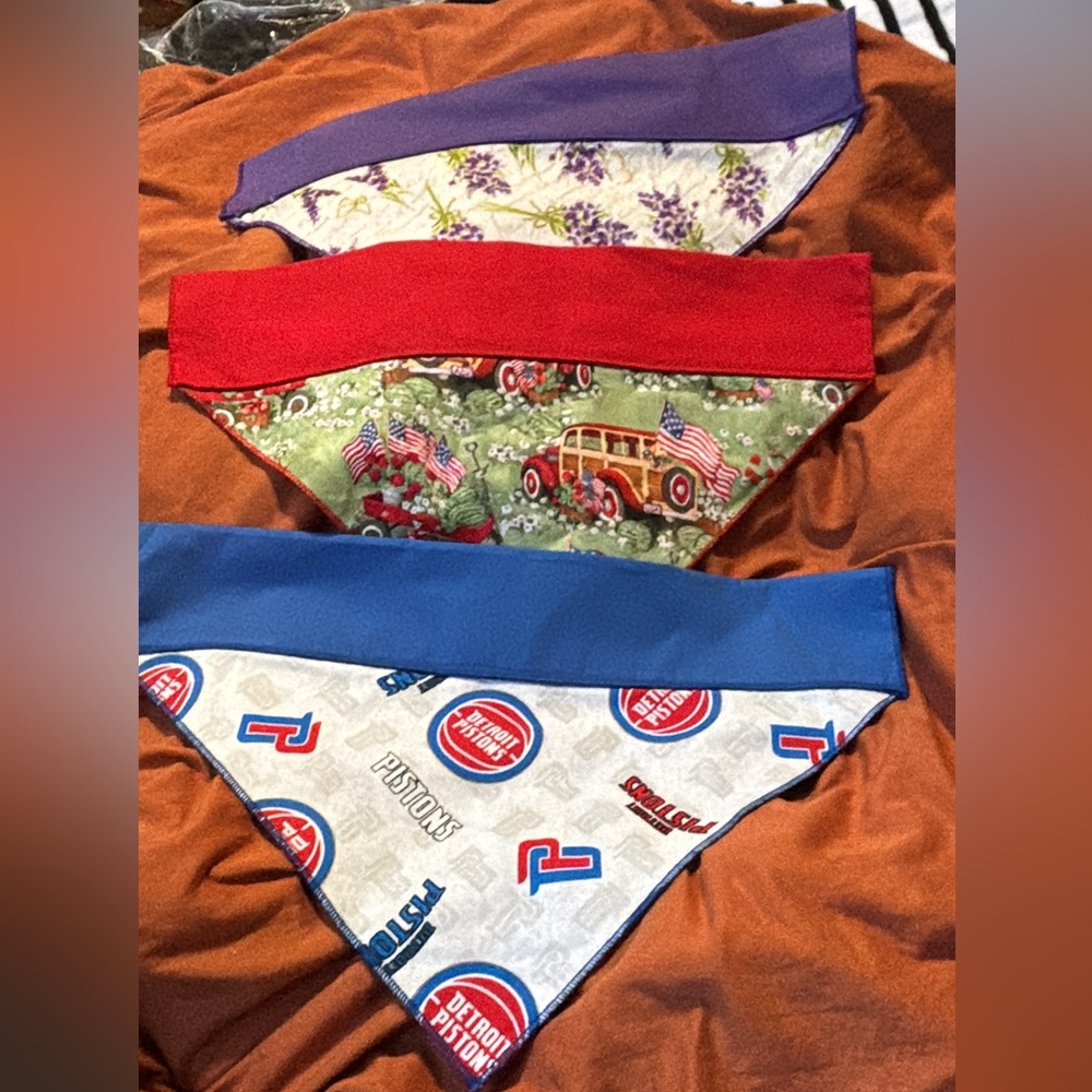 Colorful Dog reversible Bandana Set of 3 in large the collar goes threw them